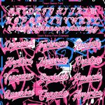 Custom Graffiti Pattern Bomber Jacket with 3D Pink-White Grunge Art, Full-Snap Varsity Style, Team Name & Number Personalized