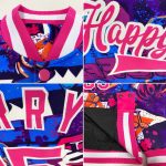 Custom Name and Number 3D Bomber Jacket Pink-White Graffiti Varsity Letterman Full-Snap Design Personalized Graffiti Pattern