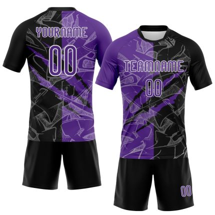 Custom Name Number Volleyball Jersey Purple Black Graffiti Pattern Scratch Sublimation Team Uniform Personalized Graffiti