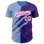 Custom Personalized 3D Baseball Jersey with Graffiti Pattern in Purple, Light Blue, and Pink - Team Name and Number Personalized