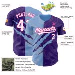 Custom Personalized 3D Baseball Jersey with Graffiti Pattern in Purple, Light Blue, and Pink - Team Name and Number Personalized
