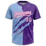 Custom Personalized Graffiti Softball Jersey Unisex 3D Purple Light Blue-Pink with Name and Number Personalized Graffiti