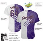 Custom Name and Number 3D Baseball Jersey - Personalized Purple and Old Gold Graffiti Pattern Authentic Team Apparel Personalized