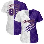 Custom Name and Number 3D Baseball Jersey - Personalized Purple and Old Gold Graffiti Pattern Authentic Team Apparel Personalized