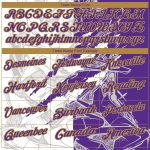 Custom Name Number Golf Polo Shirt - 3D Scratch Purple Old Gold Graffiti Pattern Performance Team Shirt Personalized Graffiti