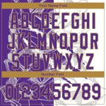 Custom Name Number Golf Polo Shirt - 3D Scratch Purple Old Gold Graffiti Pattern Performance Team Shirt Personalized Graffiti