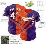 Custom Name Number Authentic 3D Baseball Jersey, Personalized Purple Orange Old Gold Graffiti Pattern Team Design Personalized