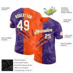 Custom Graffiti Pattern Performance T-Shirt with Name & Number in Purple, Orange, and Old Gold, 3D Design for Teams Personalized