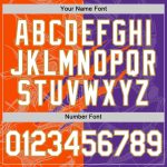 Custom Graffiti Pattern Performance T-Shirt with Name & Number in Purple, Orange, and Old Gold, 3D Design for Teams Personalized