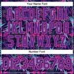Custom Personalized Graffiti Pattern Performance T-Shirt with 3D Geometric Purple-Pink Design, Team Name & Number Personalized