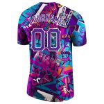 Customizable Purple-White Graffiti 3D Performance T-Shirt with Team Name & Number - Personalized Sports Apparel Personalized