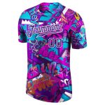 Customizable Purple-White Graffiti 3D Performance T-Shirt with Team Name & Number - Personalized Sports Apparel Personalized