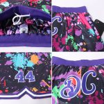 Custom Name Number Personalized Purple White 3D Splashes Graffiti Basketball Shorts Authentic Team Apparel Personalized Graffiti