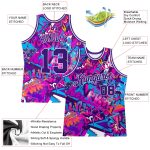 Custom Purple-White Graffiti 3D Name & Number Basketball Jersey - Personalized Team Apparel Personalized Graffiti Pattern
