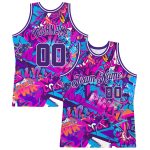 Custom Purple-White Graffiti 3D Name & Number Basketball Jersey - Personalized Team Apparel Personalized Graffiti Pattern