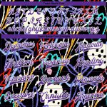 Custom Name and Number Purple-White Graffiti Pattern Hand Painted 3D Flowers Varsity Letterman Bomber Jacket Personalized