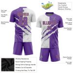 Custom Personalized Purple White Gold Graffiti Soccer Jersey with Name and Number - Sublimation Team Uniform Personalized