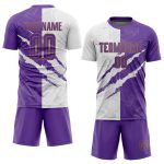 Custom Personalized Purple White Gold Graffiti Soccer Jersey with Name and Number - Sublimation Team Uniform Personalized