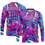 Custom Purple-White Graffiti Pattern Soccer Jersey with Name and Number - Personalized Team Sublimation Uniform Personalized