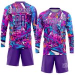 Custom Purple-White Graffiti Pattern Soccer Jersey with Name and Number - Personalized Team Sublimation Uniform Personalized