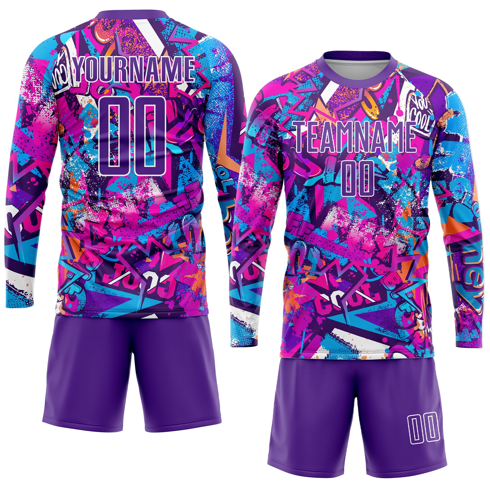 Personalized Graffiti Pattern Purple-White Sublimation Soccer Uniform Jersey Team Custom Name and Number Custom Purple-White Graffiti Pattern Soccer Jersey with Name and Number - Personalized Team Sublimation Uniform Personalized - Image 4