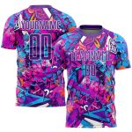 Custom Purple-White Graffiti Pattern Soccer Jersey with Name and Number - Personalized Team Sublimation Uniform Personalized