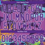 Custom Team Name Number Purple White Graffiti Pattern 3D Bomber Varsity Letterman Jacket Trendy Urban Street Art Personalized