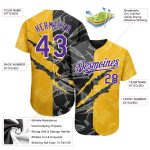 Custom Name and Number Personalized Purple Yellow Black Graffiti 3D Scratch Baseball Jersey Personalized Graffiti Pattern