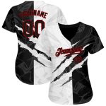 Customizable Red-Black Graffiti Pattern 3D Scratch Baseball Jersey with Team Name & Number - Authentic Design Personalized