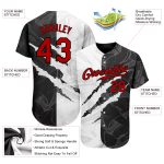 Customizable Red-Black Graffiti Pattern 3D Scratch Baseball Jersey with Team Name & Number - Authentic Design Personalized