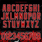 Custom Urban Street Art Red-Black Graffiti Pattern 3D Bomber Varsity Jacket with Team Name and Number Full-Snap Design Personalized