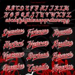 Custom Urban Street Art Red-Black Graffiti Pattern 3D Bomber Varsity Jacket with Team Name and Number Full-Snap Design Personalized