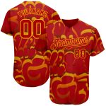 Custom Name and Number 3D Baseball Jersey with Personalized Red-Gold Graffiti Pattern Personalized Graffiti Pattern Red-Gold