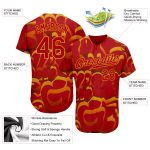 Custom Name and Number 3D Baseball Jersey with Personalized Red-Gold Graffiti Pattern Personalized Graffiti Pattern Red-Gold