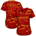 Custom Name and Number 3D Baseball Jersey with Personalized Red-Gold Graffiti Pattern Personalized Graffiti Pattern Red-Gold