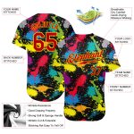 Custom Name Number Baseball Jersey Red-Gold 3D Graffiti Pattern Colorful Ink Paintbrush Art Messy Design Personalized Graffiti