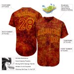 Custom Graffiti Pattern Baseball Jersey 3D Fire Red-Gold with Personalized Name and Number Personalized Graffiti Pattern