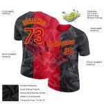 Custom Name and Number Red-Gold Graffiti Pattern 3D Performance T-Shirt - Personalized Team Apparel Personalized Graffiti