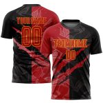 Custom Graffiti Pattern Red-Gold Soccer Jersey with Personalized Name and Number - Sublimation Team Uniform Personalized