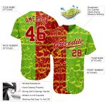 Custom Name Number 3D Graffiti Pattern Baseball Jersey - Red-Green Authentic Team Apparel Personalized Graffiti Pattern Red-Green