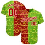Custom Name Number 3D Graffiti Pattern Baseball Jersey - Red-Green Authentic Team Apparel Personalized Graffiti Pattern Red-Green