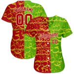 Custom Name Number 3D Graffiti Pattern Baseball Jersey - Red-Green Authentic Team Apparel Personalized Graffiti Pattern Red-Green