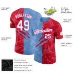 Custom Name and Number 3D Performance T-Shirt with Personalized Graffiti Pattern in Red Light Blue Pink Personalized Graffiti