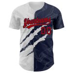 Custom Name Number Authentic Baseball Jersey Red Navy Graffiti Pattern 3D Scratch Design Personalization Available Personalized