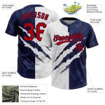 Custom Name and Number Personalized Graffiti Pattern 3D Unisex Softball Jersey Red-Navy, Two-Button Design Personalized Graffiti