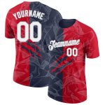 Custom Team Name and Number 3D Performance T-Shirt Red Navy Gray Graffiti Pattern Personalized Graffiti Pattern Red Navy-Gray