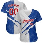 Custom Graffiti Pattern Red-Royal 3D Scratch Baseball Jersey with Personalized Name & Number - Authentic Team Apparel Personalized