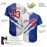 Custom Graffiti Pattern Red-Royal 3D Scratch Baseball Jersey with Personalized Name & Number - Authentic Team Apparel Personalized