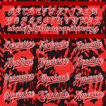 Custom Graffiti Pattern Red-White 3D Hand Painted Bomber Jacket with Team Name & Number - Full-Snap Varsity Letterman Style