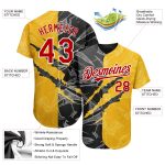 Custom Personalized 3D Scratch Baseball Jersey Graffiti Pattern Red Yellow Black with Team Name and Number Personalized Graffiti